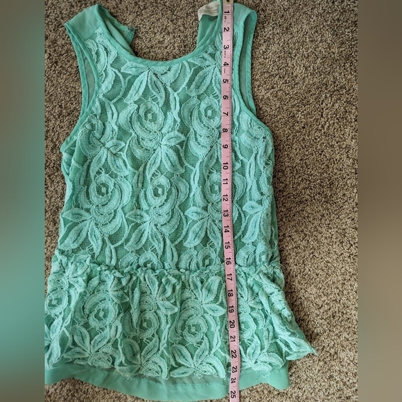 Zara Blue Lace Sheer Back Tank Top Small - Picture 9 of 10